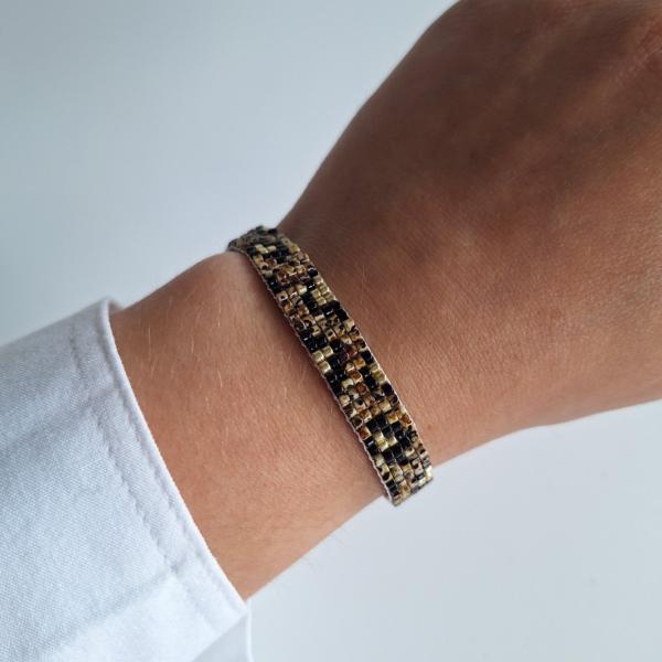 Geweven kralen armband | Bruin luipaard