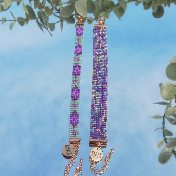 Geweven kralen armband | Mintgroene bloesem