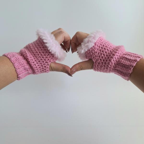 Gehaakte handschoenen - gehaakte vingerloze handschoenen | Roze en lichtroze