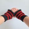 Thumbnail for Gehaakte handschoenen - gehaakte vingerloze handschoenen | Zwart en rood