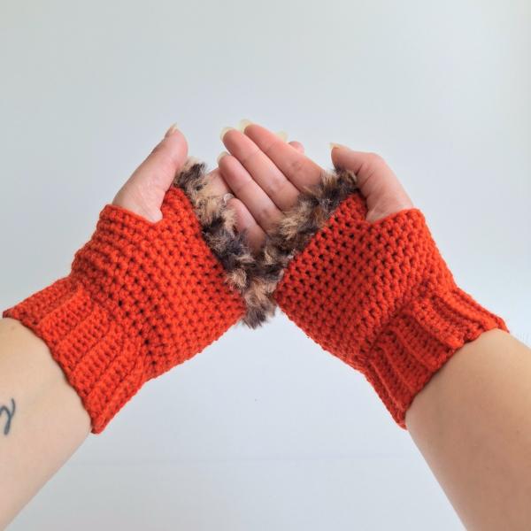 Gehaakte handschoenen - gehaakte vingerloze handschoenen | Rood en bruin gemêleerd