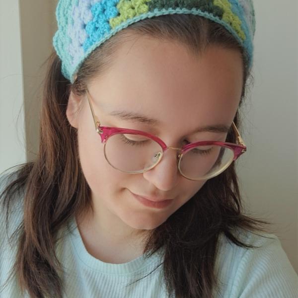 Gehaakte bandana 'Mintgroen, turquoise en donkergroen'