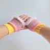 Thumbnail for Gehaakte handschoenen - gehaakte vingerloze handschoenen | Geel, perzik, lichtroze en poederroze