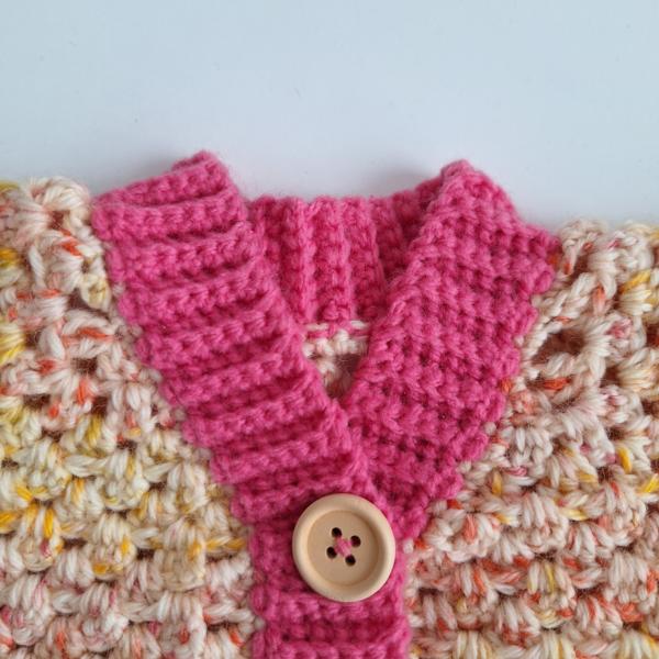Gehaakt baby vestje | Roze en oranje gemêleerd