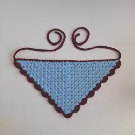 Gehaakte bandana | Lichtblauw en wijnrood