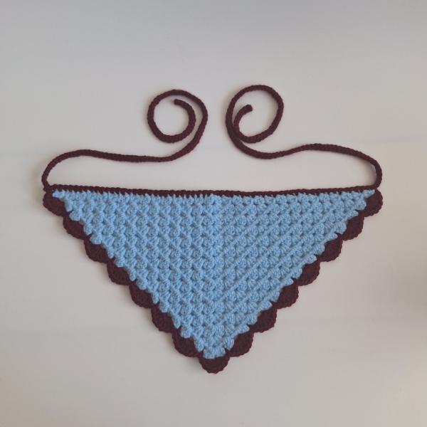 Gehaakte bandana | Lichtblauw en wijnrood