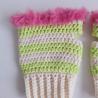 Thumbnail for Gehaakte handschoenen - gehaakte vingerloze handschoenen | Crème, limoengroen en Barbie roze
