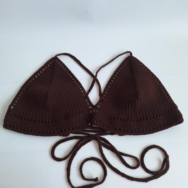 Gehaakt topje 'Boho top koffie'