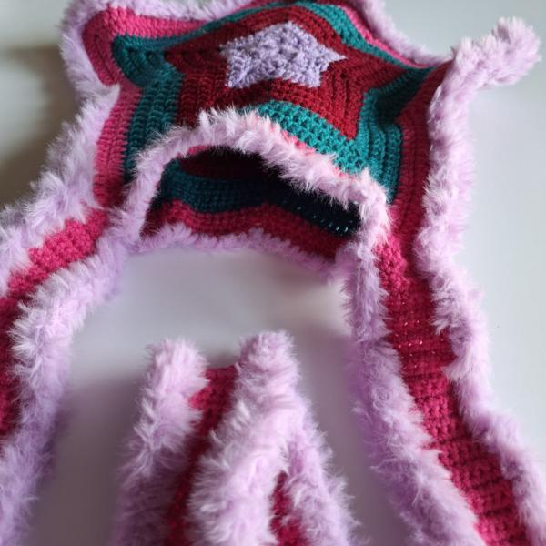 Gehaakte tas | Lila, wijnrood, petrol en fuchsia ster