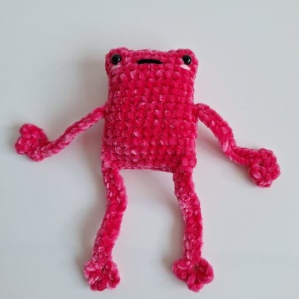 Gehaakte knuffel 'Knalroze kikker'
