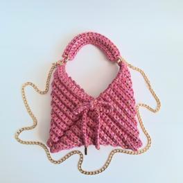 Gehaakte crossbody tas | Roze iriserend
