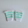 Thumbnail for Gehaakte handschoenen - gehaakte vingerloze handschoenen | Wit en mintgroen