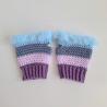 Thumbnail for Gehaakte handschoenen - gehaakte vingerloze handschoenen | Paars, lila, denimblauw en lichtblauw