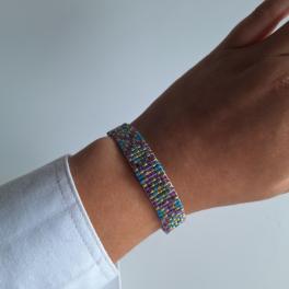 Geweven kralen armband | XOXO blauw en paars