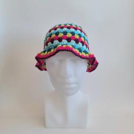 Gehaakte bucket hat | Mintgroen, turquoise, petrol, limegroen, knalroze en aubergine paars