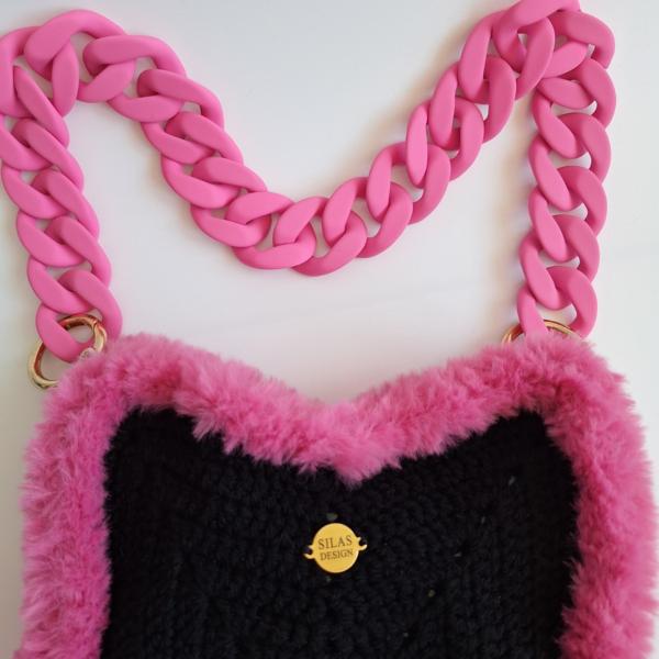 Gehaakte tas 'zwart en roze ster'