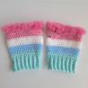 Thumbnail for Gehaakte handschoenen - gehaakte vingerloze handschoenen | Mintgroen, lichtblauw, wit, lichtroze en barbieroze