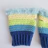 Thumbnail for Gehaakte handschoenen - gehaakte vingerloze handschoenen | Donkerblauw, blauw, limoengroen, geel en mintgroen