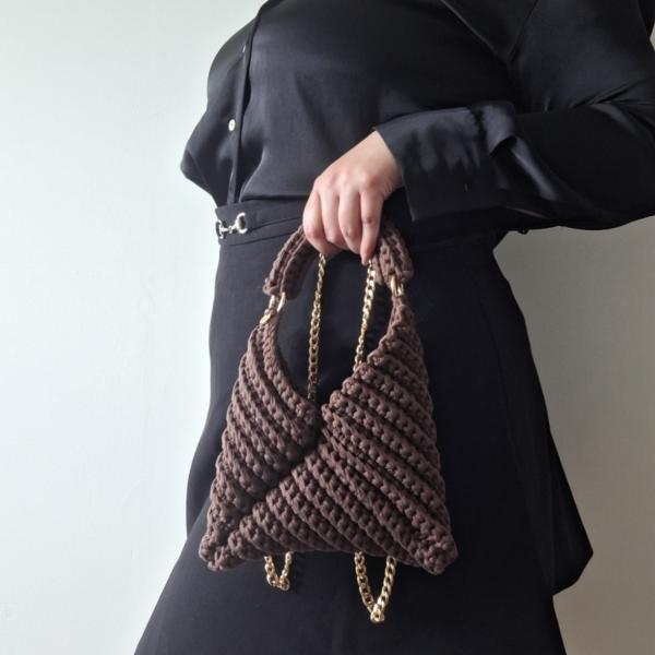 Gehaakte crossbody tas | Donkerbruin