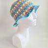 Thumbnail for Gehaakte bucket hat | Oranje, lila, turquoise, sagegroen en wit