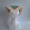 Thumbnail for Gehaakte bandana 'Crème, beige en turquoise'