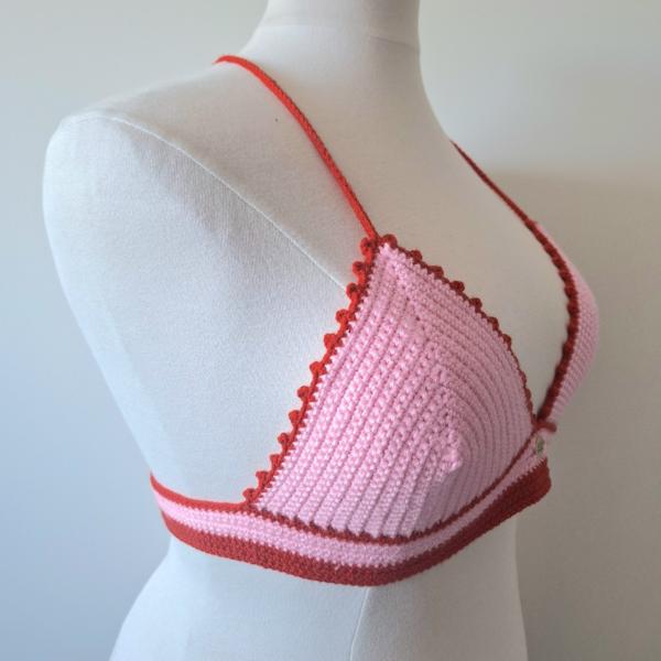 Gehaakt topje | Lichtroze en rood