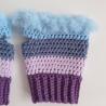 Thumbnail for Gehaakte handschoenen - gehaakte vingerloze handschoenen | Paars, lila, denimblauw en lichtblauw