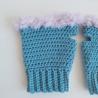 Thumbnail for Gehaakte handschoenen - gehaakte vingerloze handschoenen | Denimblauw en lila