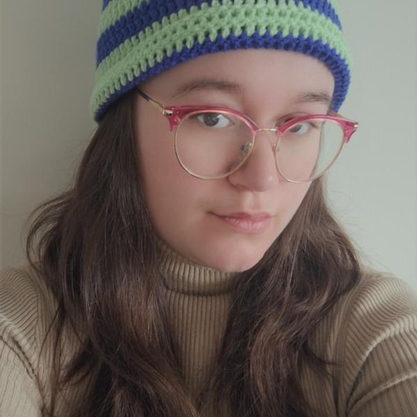 Gehaakte muts | Kobaltblauw en lichtgroen