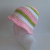 Thumbnail for Gehaakte bucket hat 'Wit, roze en groen'