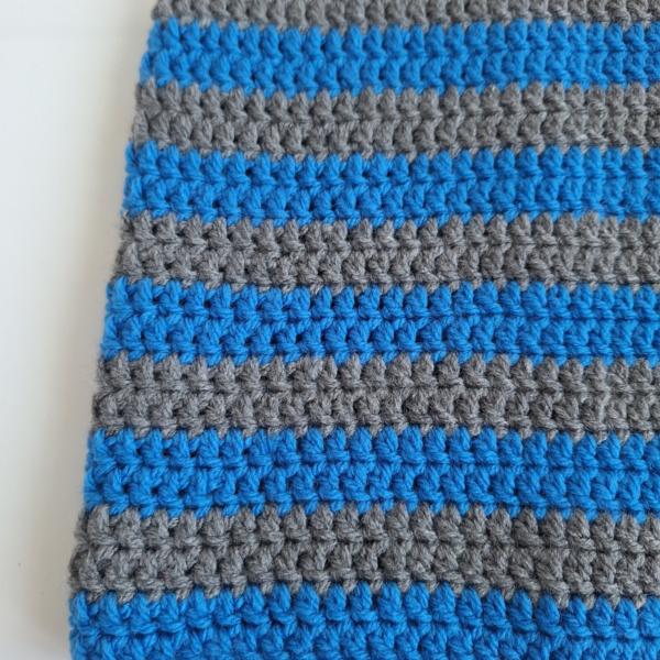 Gehaakte muts | Blauw en donkergrijs