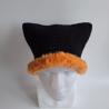 Thumbnail for Gehaakte muts met imitatiebont | Zwart en oranje