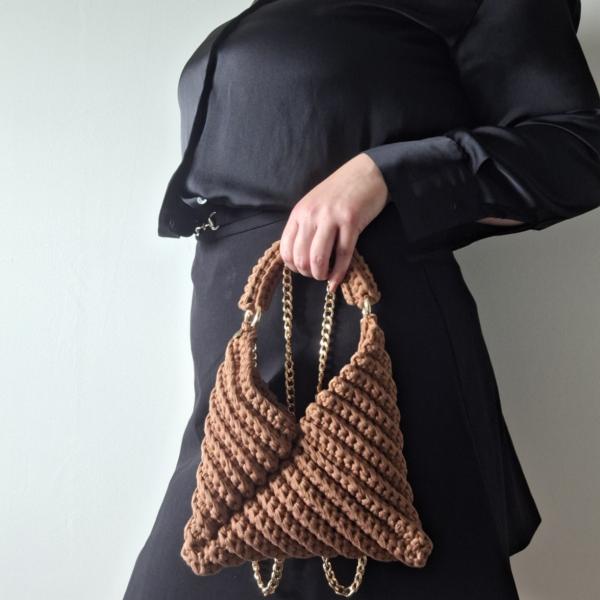 Gehaakte crossbody tas | Lichtbruin