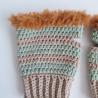 Thumbnail for Gehaakte handschoenen - gehaakte vingerloze handschoenen | Beige, sagegroen en karamelbruin