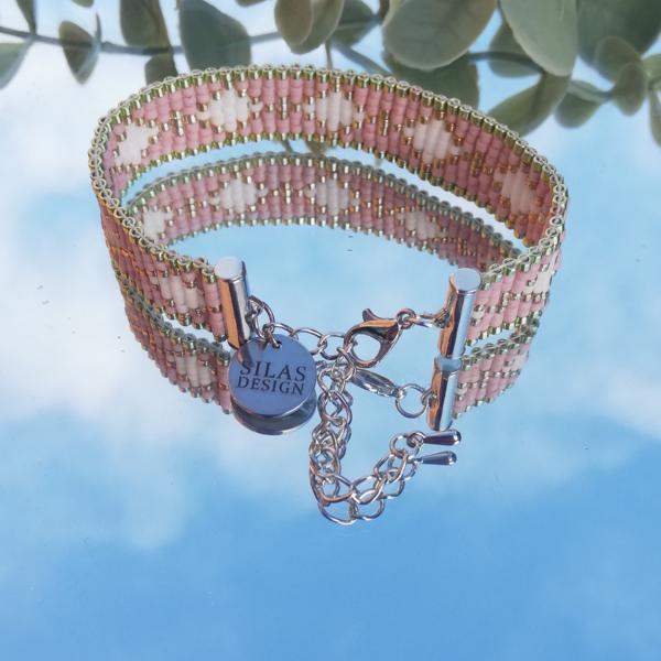 Geweven kralen armband | Witte diamanten