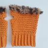 Thumbnail for Gehaakte handschoenen - gehaakte vingerloze handschoenen | Oranje en bruin