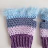 Thumbnail for Gehaakte handschoenen - gehaakte vingerloze handschoenen | Paars, lila, denimblauw en lichtblauw