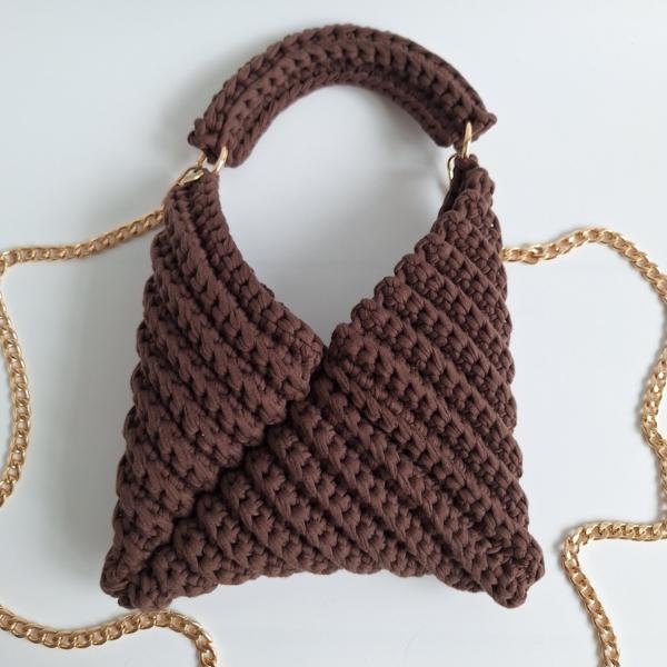 Gehaakte crossbody tas | Donkerbruin