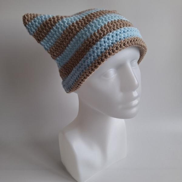 Gehaakte muts | Beige en lichtblauw