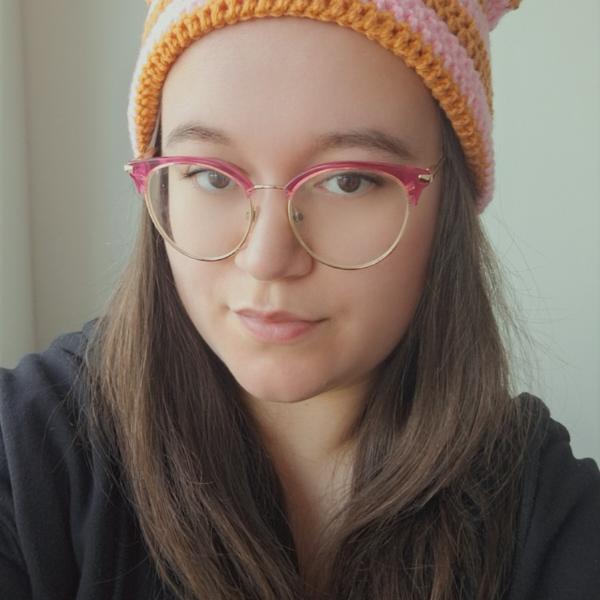 Gehaakte muts | Lichtroze en oranje