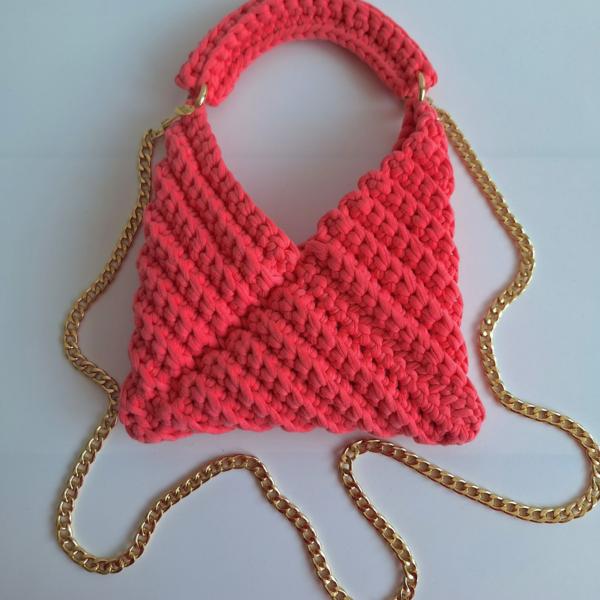 Gehaakte crossbody tas 'Koraaloranje'