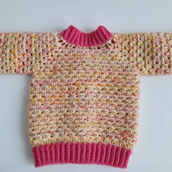 Gehaakt baby vestje | Roze en oranje gemêleerd