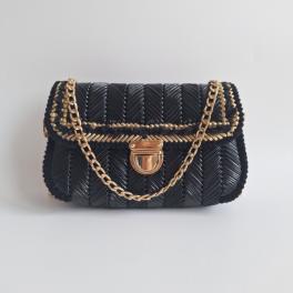 Geweven crossbody tas | Zwart en goud