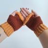 Thumbnail for Gehaakte handschoenen - gehaakte vingerloze handschoenen | Bruin en oranje