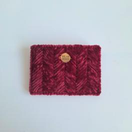 Geweven pasjeshouder | Wijnrood velvet look