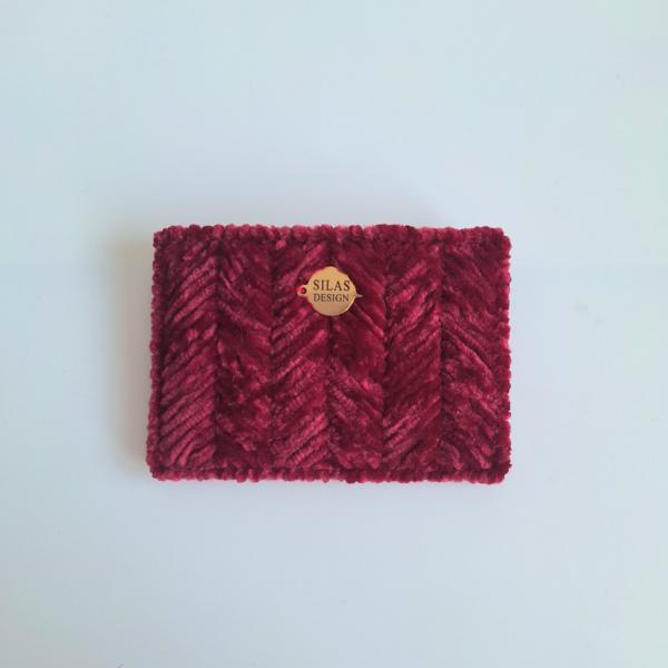 Geweven pasjeshouder | Wijnrood velvet look