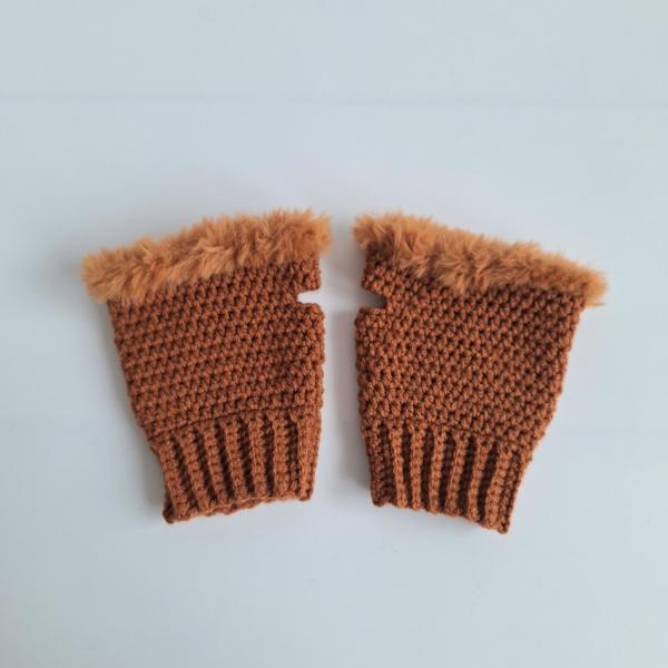 Gehaakte handschoenen - gehaakte vingerloze handschoenen | Bruin