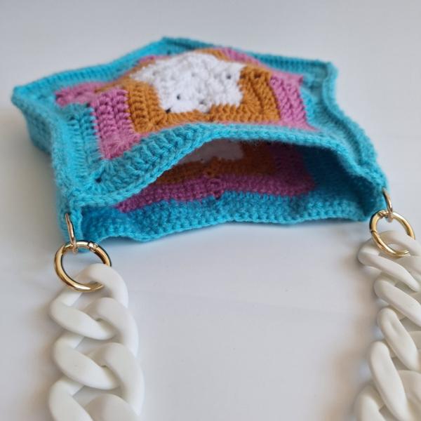 Gehaakte tas 'Turquoise ster'