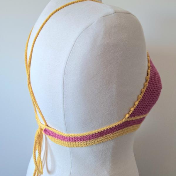 Gehaakt topje | Roze en geel