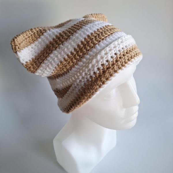 Gehaakte muts | Wit en beige